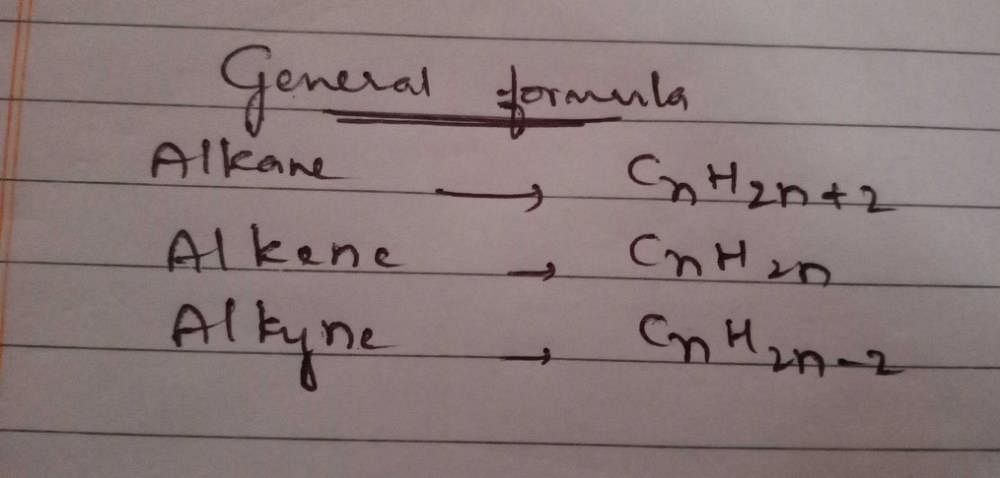 Write The General Formula Of Alkane Alkene And Alkyne Give Off