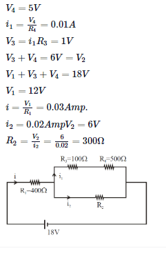 In the given circuit the internal resistance of the 18 V cell is ...