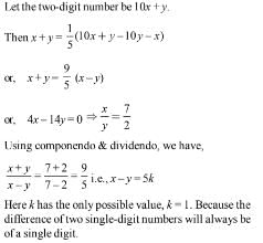 The sum of the digits of a two digit number is 1/5 of the difference ...