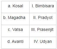 Match The Mahajanapadas And Their Kings:a)a - I, B - III, C - II, D ...