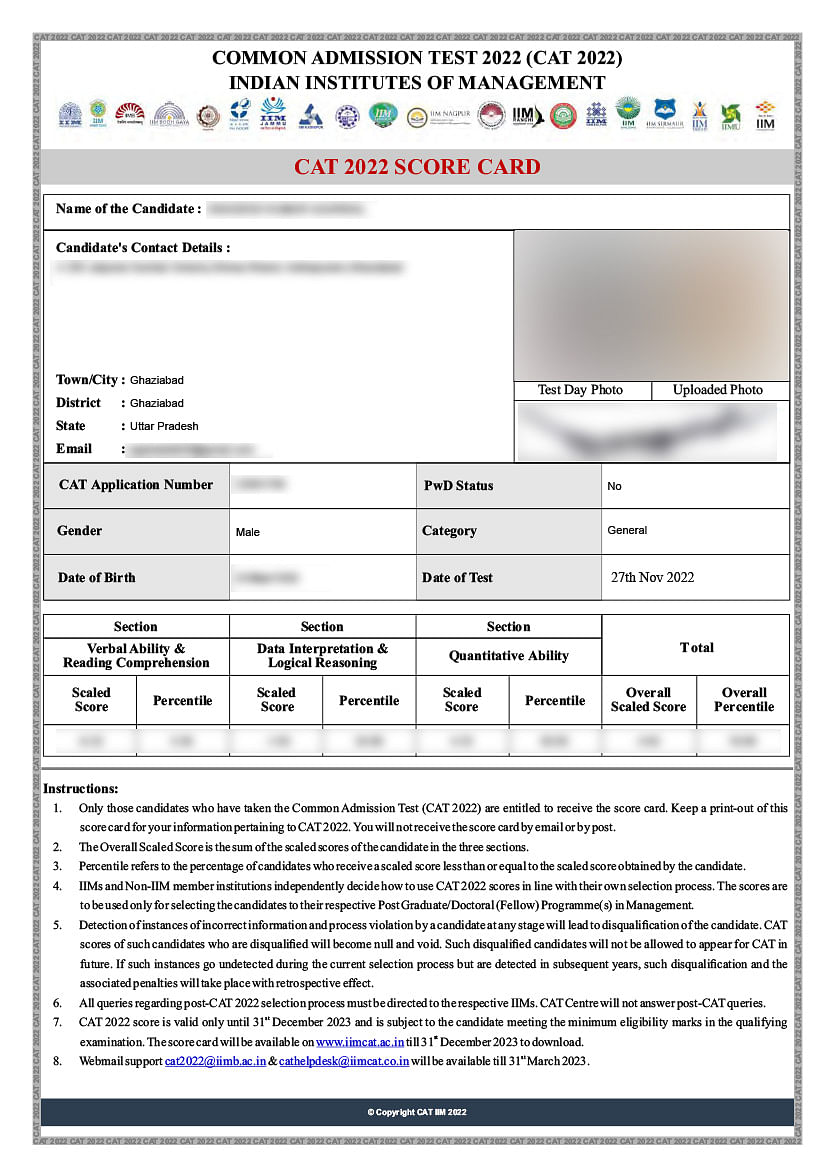 CAT 2023 Result PDF Download