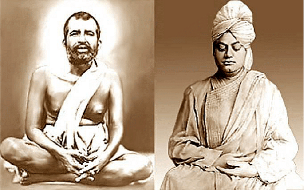 Ramakrishna Paramhansa (left) and his disciple Swami Vivekananda (right)