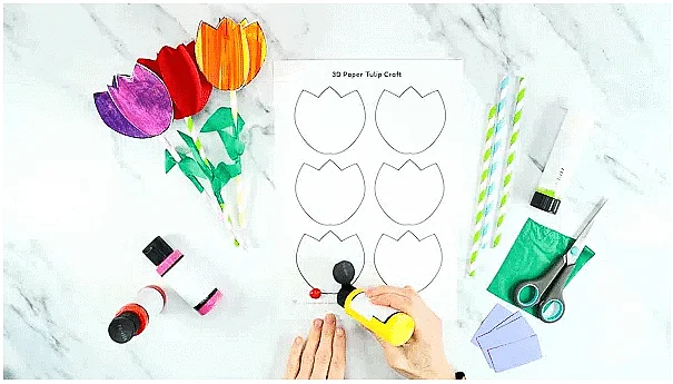 Craft Ideas: 3D Tulip Flower Craft Notes | Study Art and Craft - Class 6