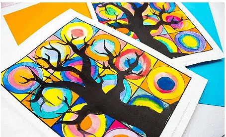 Craft Ideas: Spooky Tree Kandinsky Inspired Circle Art Notes | Study Art and Craft - Class 6