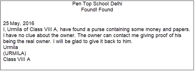 on Sunday. vi. Write a notice about your lost bag in the lost and found n..