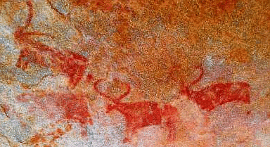 Figure 1.2 Prehistoric rock paintings, Bhimbetka