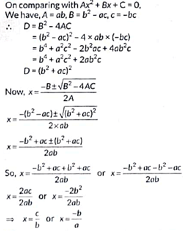 Class 10 Maths Chapter 4 Previous Year Questions - Quadratic Equations