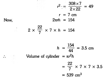 Class 9 Maths Chapter 12 Previous Year Questions - Surface Area & Volumes