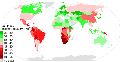 Gini coefficient of India and other countries according to the world bank (2014), Higher Gini Index means more income inequality
