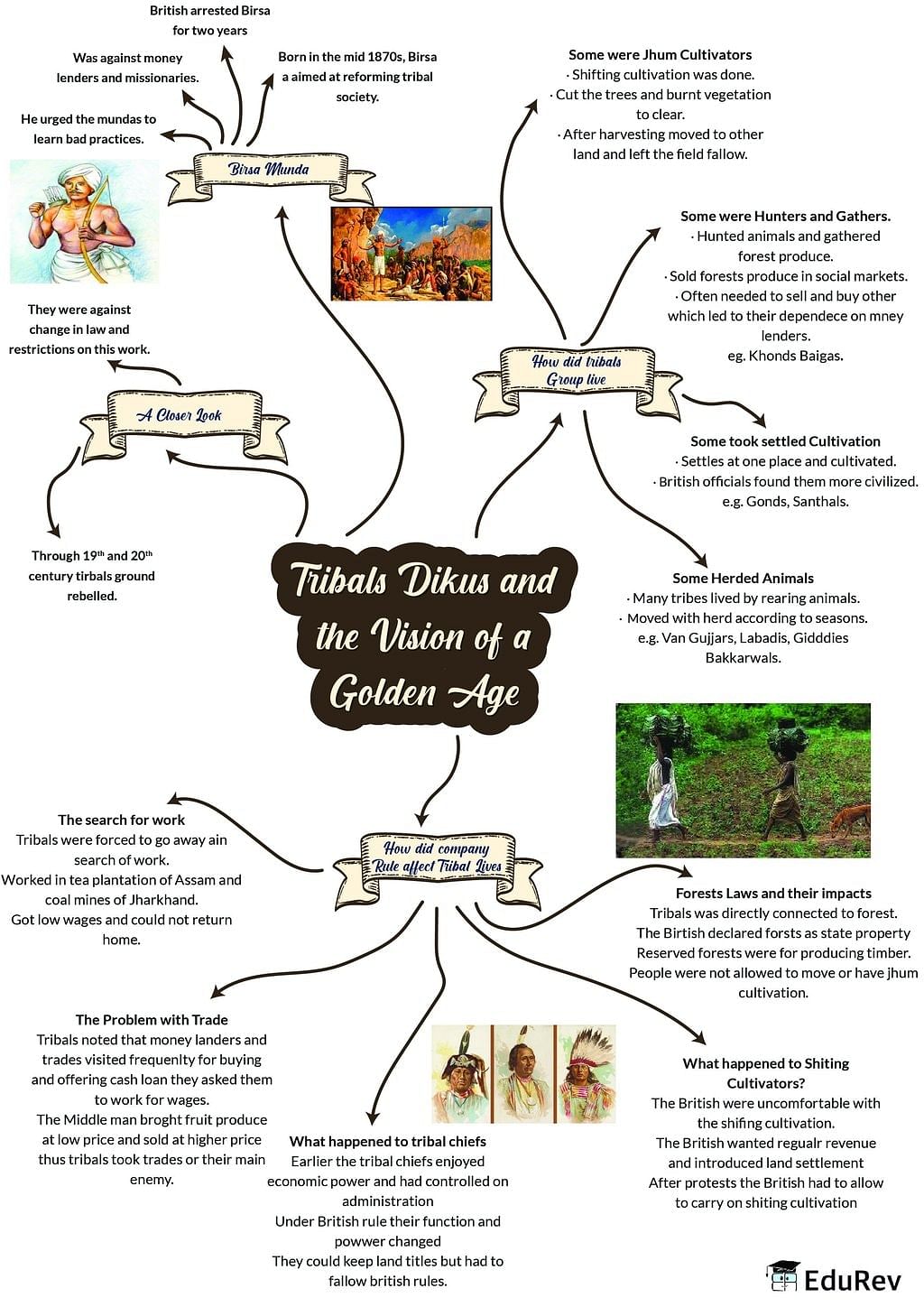 Mindmap: Tribals, Dikus and the Vision of a Golden Age Notes | Study Social Studies (SST) Class 8 - Class 8