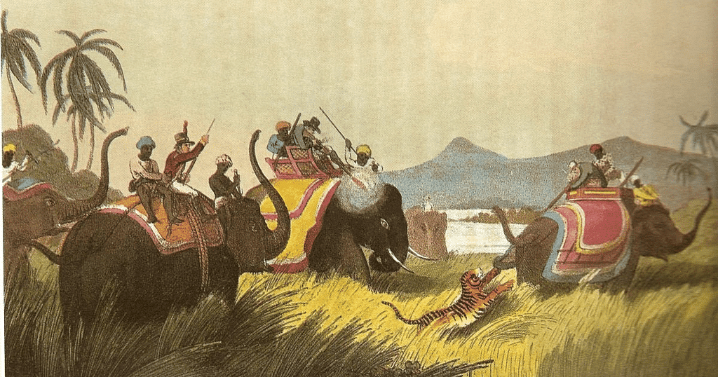 A painting depicting kings engaged in hunting