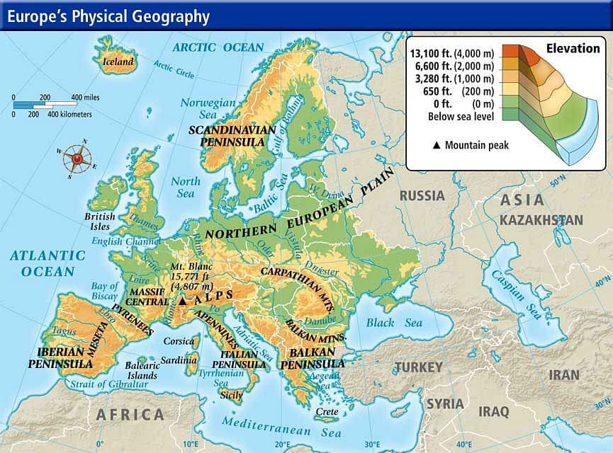 europe physical map seine river