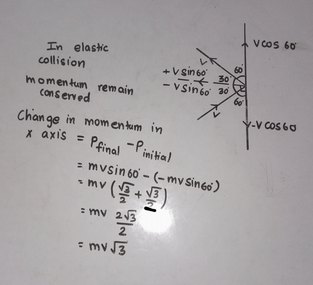 A ball of mass m strikes elastically a wall at an angle of 30º with