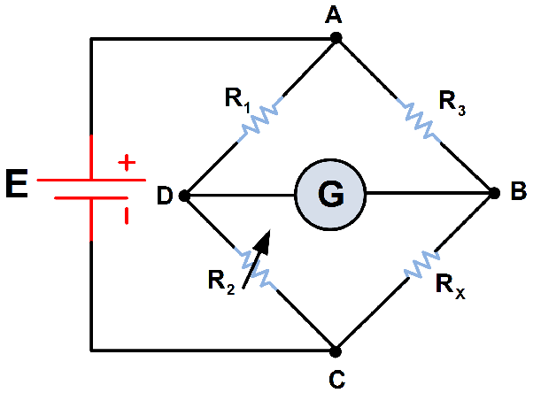 Figure 3.11 Circuit of a Wheatstone bridge with compensation for lead resistance used in remote sensing.