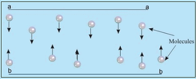 Movement of Fluid molecules between two adjacent moving layers