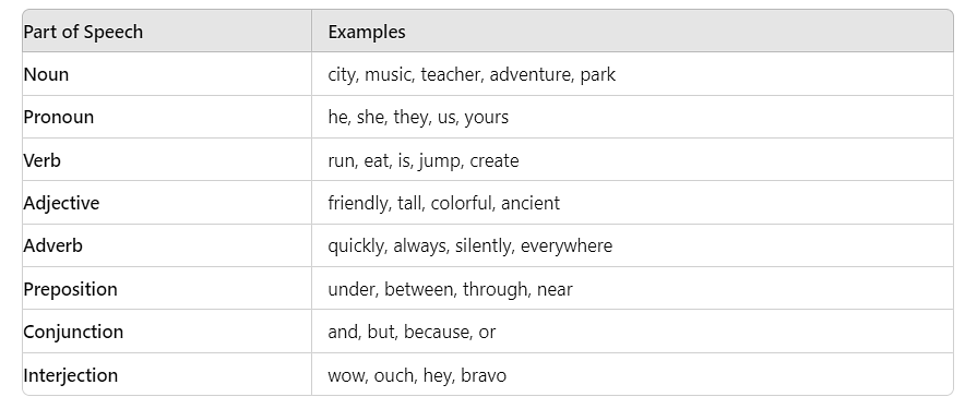 Parts of Speech | English Grammar for Class 6