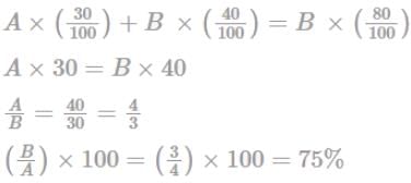 If 30% Of A Is Added To 40% Of B, Then The Answer Is 80% Of B. What ...