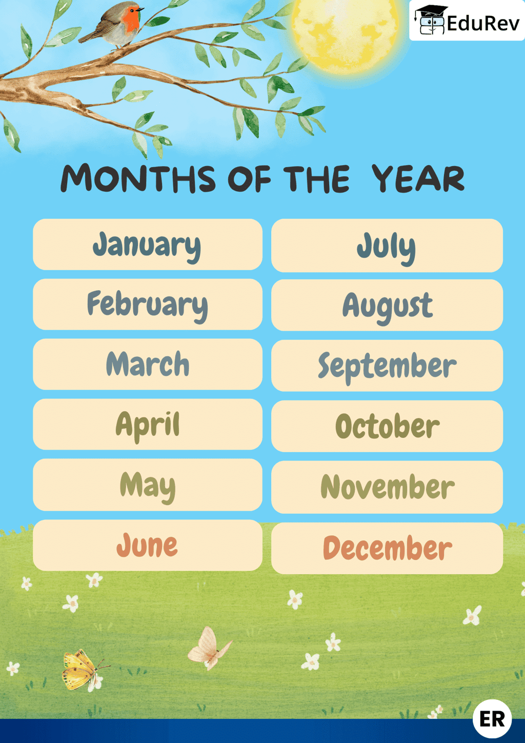 Printable Poster: Months of the Year - English for LKG PDF Download