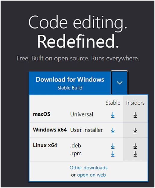 Download Page: VS Code 