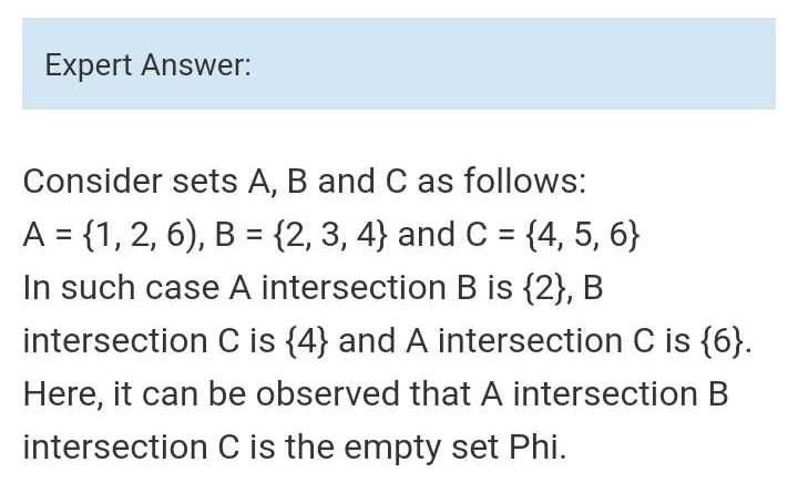 Find Sets A , B And C Such That A Intersection B , B Intersection C And ...