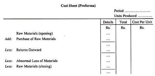 Simple Cost Sheet Overheads Cost Accounting B Com Pdf Download