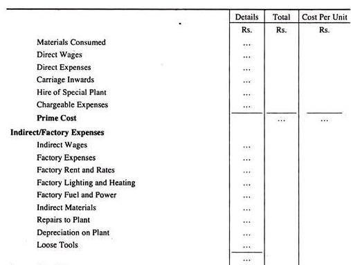 Simple Cost Sheet Overheads Cost Accounting B Com Pdf Download