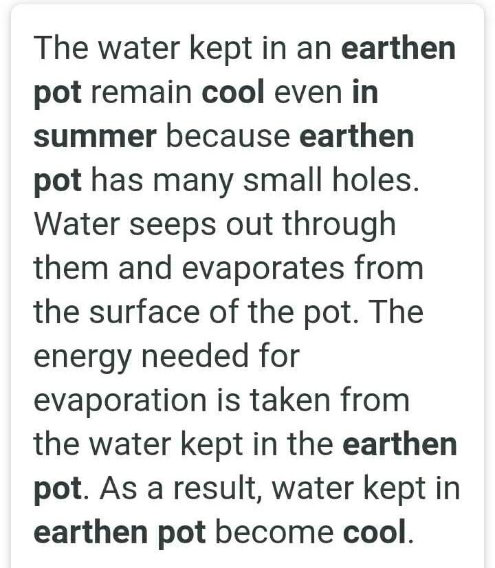 Mam In summer season why earthenpot surahi water is cold