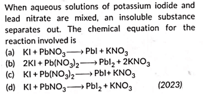 Class 10 Science Chapter 1 Previous Year Questions - Chemical Reactions and Equations