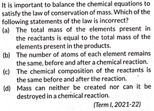 Class 10 Science Chapter 1 Previous Year Questions - Chemical Reactions and Equations