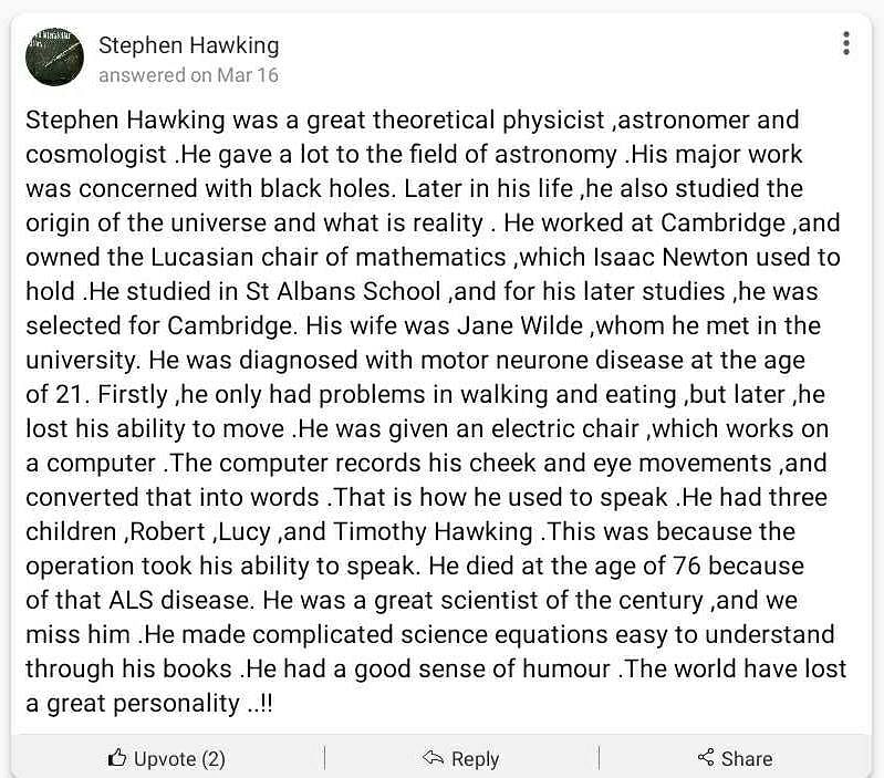 10 Lines on Stephen Hawking for Children and Students in English