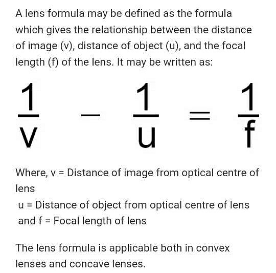 Describe lens formula with diagram .? EduRev Class 10 Question