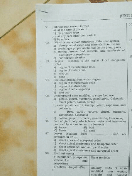 #1# mcq on morphology in flowering plants.. - Class 12 PDF Download