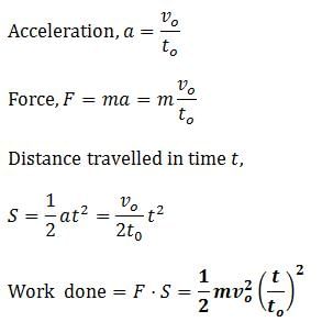 A body of mass m accelerates uniformly from rest to a speed v0 in time ...