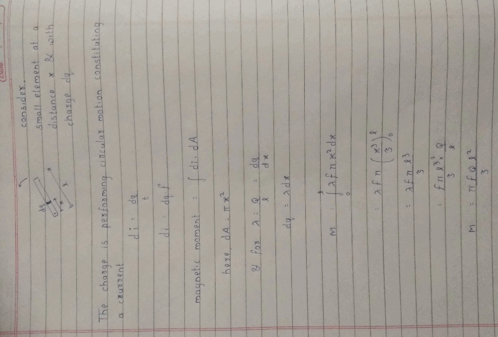 A rod of length l having uniformly distributed charge Q is rotated