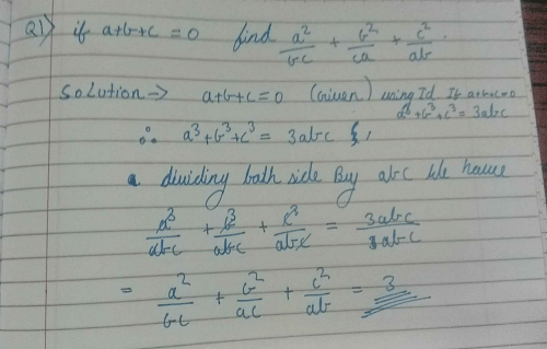 If A B C = 0 Then Find The Value Of ( A^2 /bc B^2/ca C^2 / Ab ...