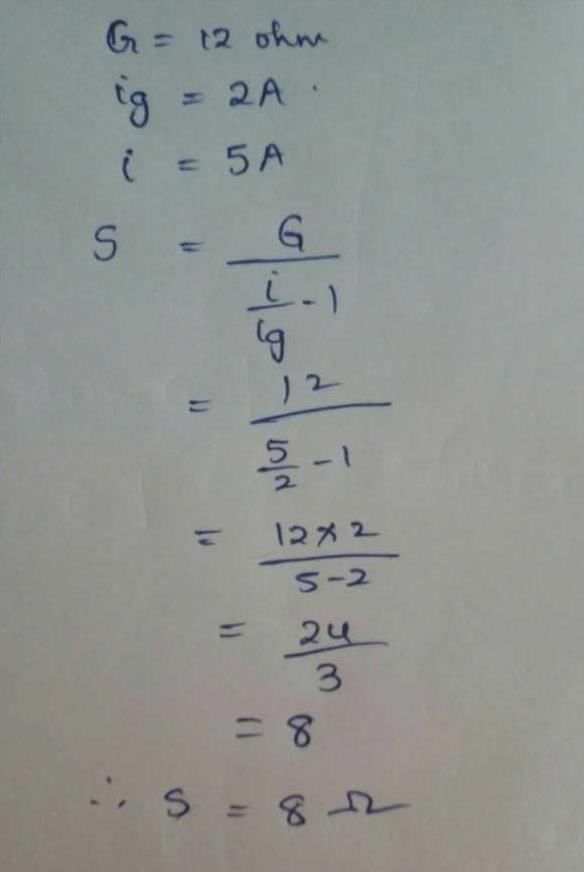 An ammeter gives full deflection when a current of 2 amp. flows through