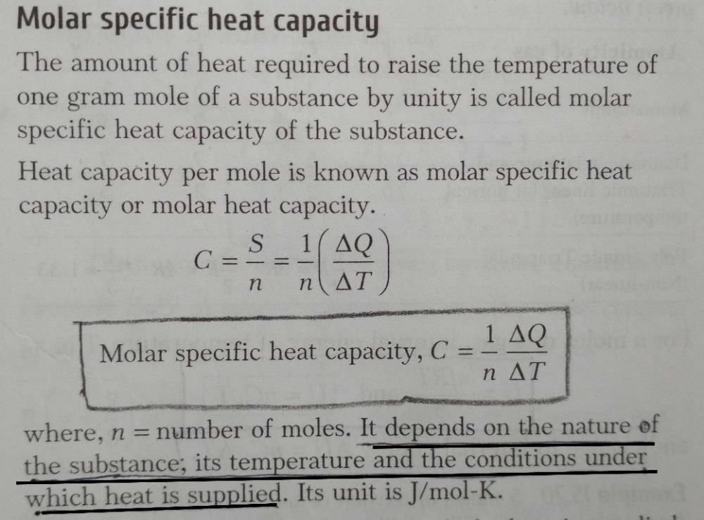 molar-specific-heat-of-a-substance-denoted-by-symbol-c-does-not-depend