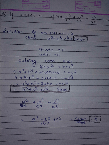 If A B C 0 Then Find The Value Of A 2 B 2 Ca C 2 Ab Edurev Class 9 Question