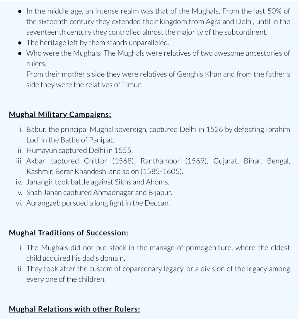 Notes Of Ch 4 Mughal Empire Class 7 Pdf Download