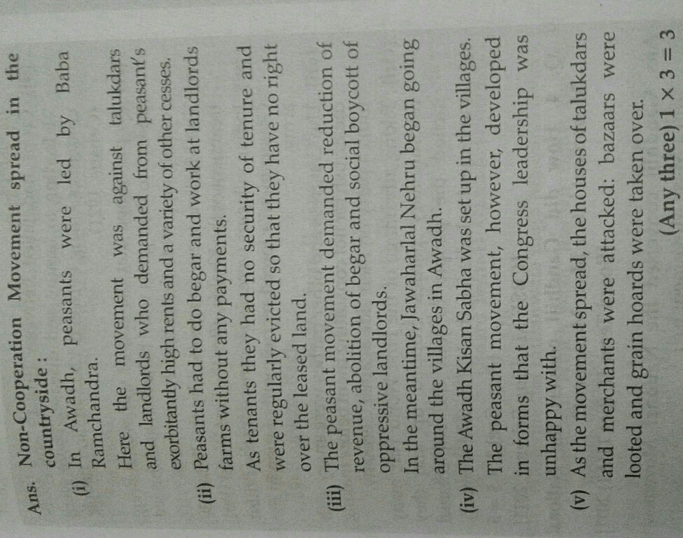 Describe the spread of non coopreation movement in the countryside ...