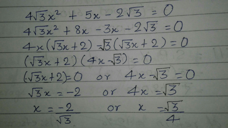 Solve The Equation 4 3x Square 5x 2 3 Edurev Class 10 Question