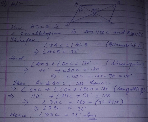 The diagonals AC and BD of a parallelogram ABCD intersect each other at ...