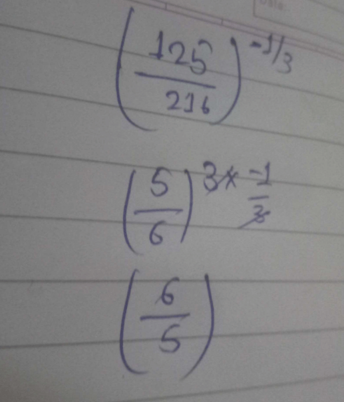 (125/216) -1/3 =a)125b)6/5c)5/6d)216Correct Answer Is Option 'B'. Can ...