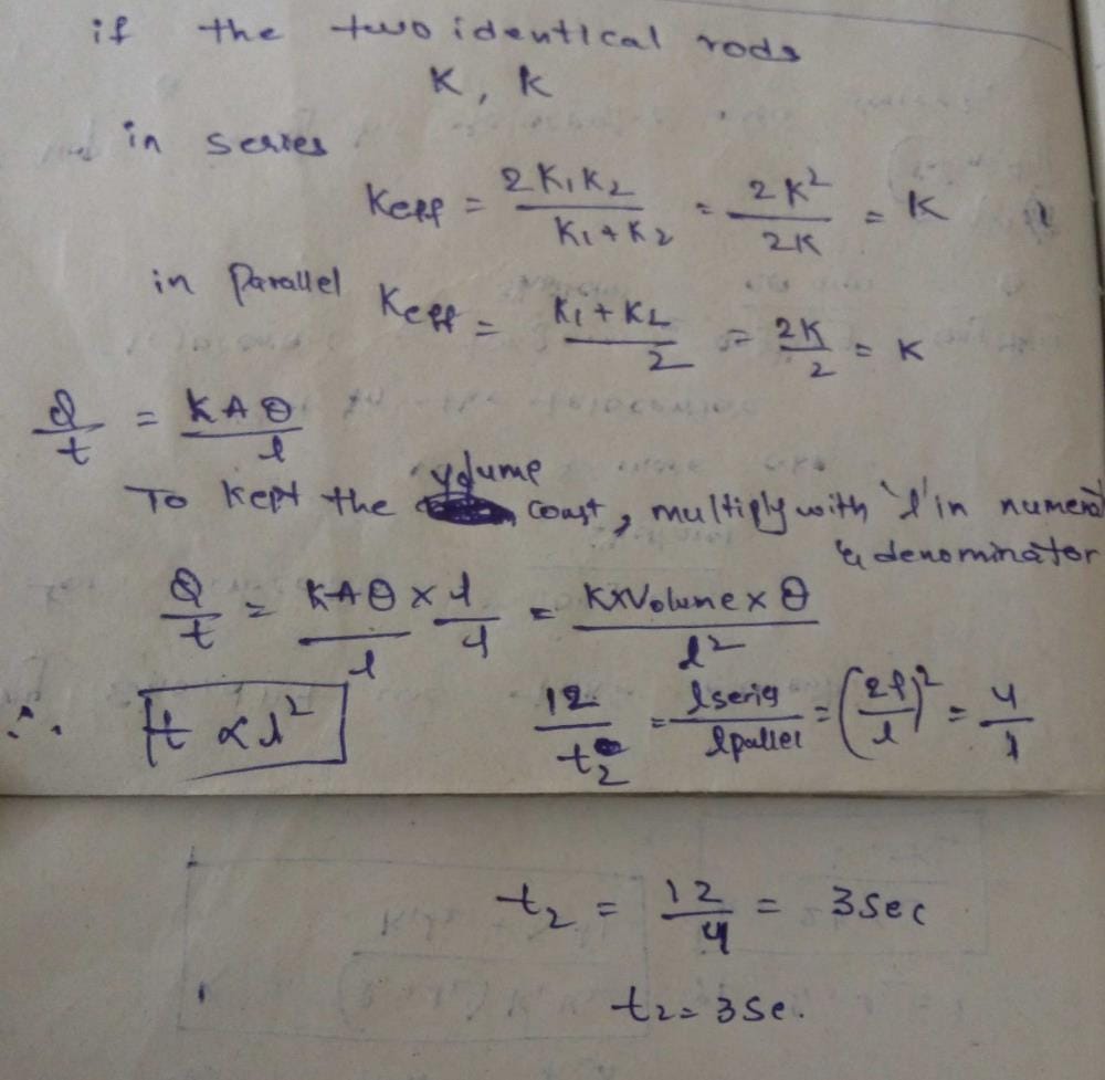 Two rods of same length and material transfer a givenamount of heat in