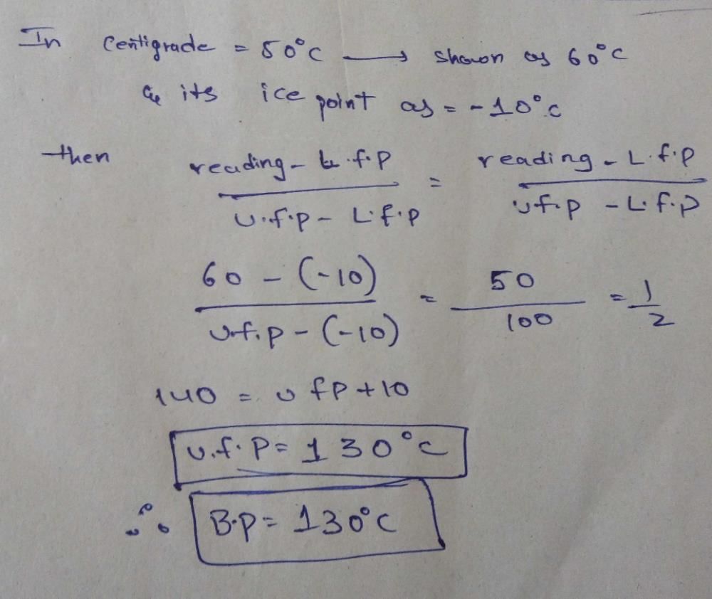 A thermometer has wrong calibration (of course atequal distances and