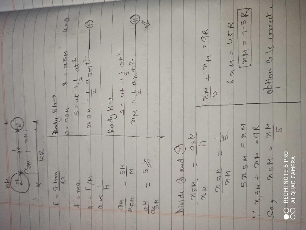 Two Spherical Bodies Of Mass M And 5M And Radii R And 2R Respectively ...