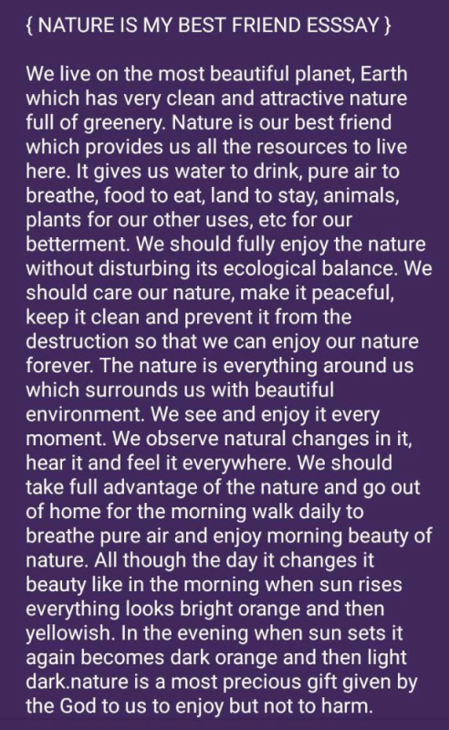 nature is our friend