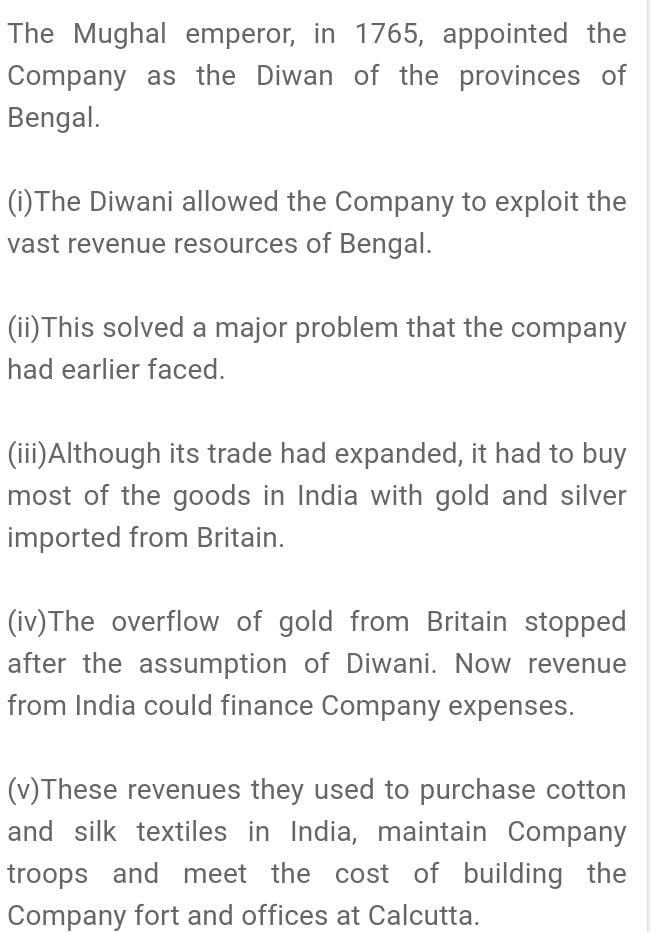 How did the assumption of diwani benefit the East Indian company