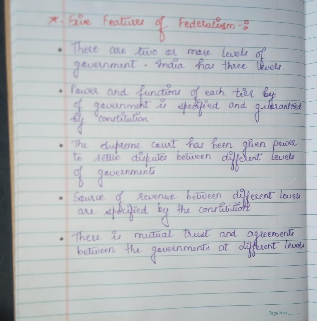 explain-any-five-features-of-federalism-edurev-class-10-question