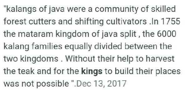 Who were the kalangs? - EduRev Class 9 Question